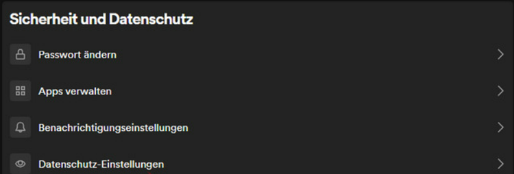 Datenschutz-Einstellungen von Spotify