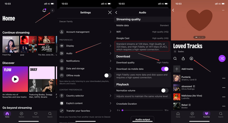 Deezer in FLAC downloaden in der App