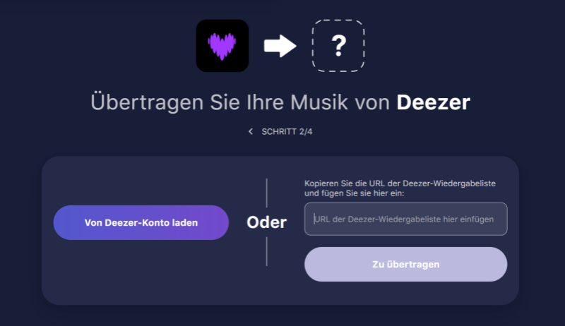 Deezer-Konto mit TuneMyMusic verknüpfen