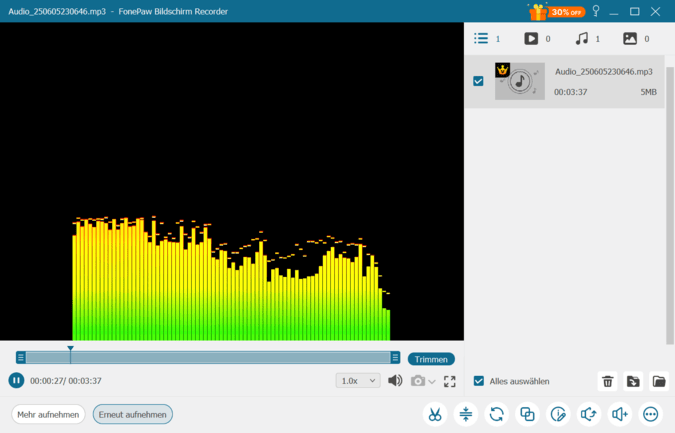 Deezer MP3-Aufnahme beim FonePaw bearbeiten