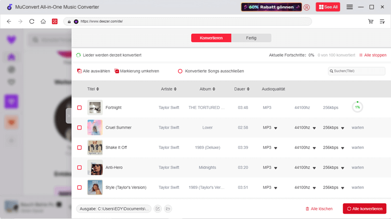 Deezer-Musik konvertieren