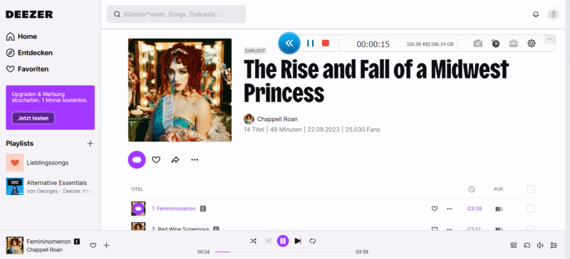 Deezer-Song mit FonePaw aufnehmen