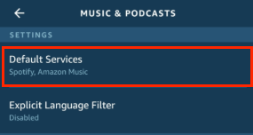 Default Services in der App auswählen