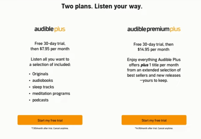 Die Abonnementpläne von Audible