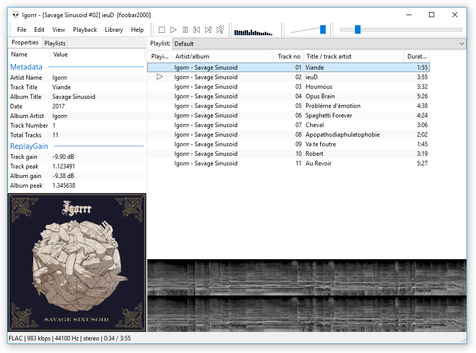 Die Hauptseite von foobar2000