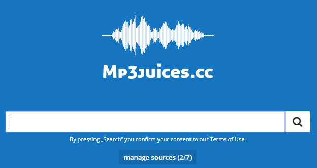 Die Hauptseite von MP3Juices