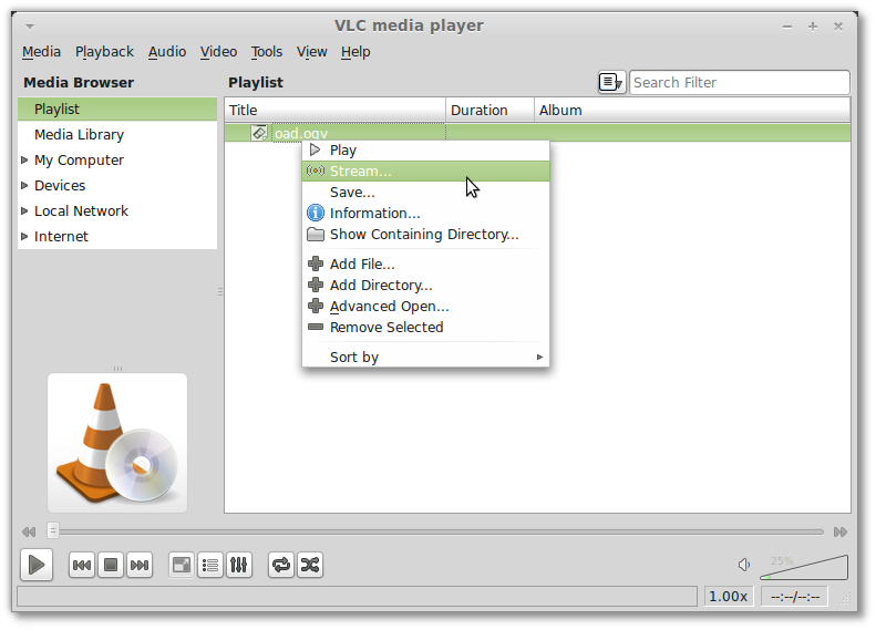Die Hauptseite von VLC Media Player