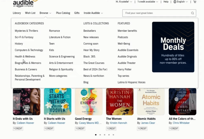 Die Hörbuchkategorien in Audible