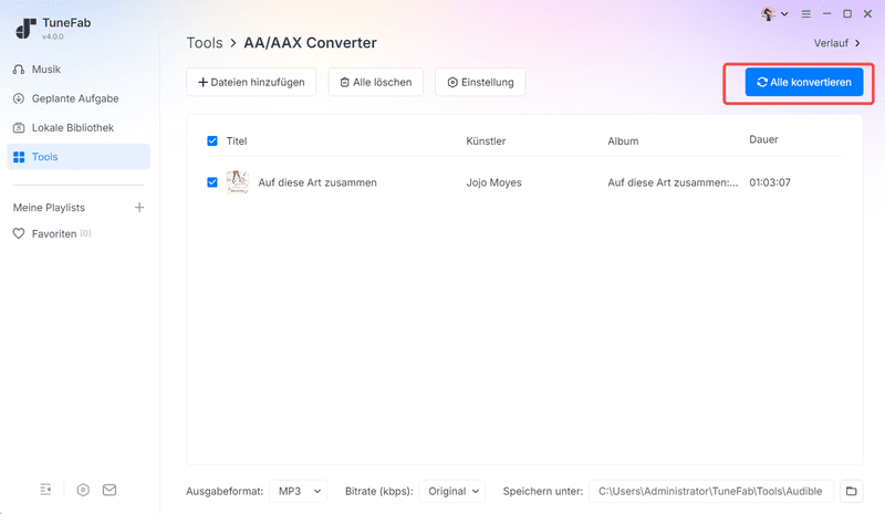 Die lokalen Hörbücher werden konvertiert