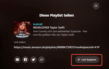 Link von Amazon Music kopieren