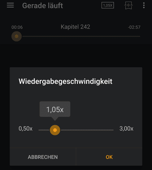 die Wiedergabegeschwindigkeit reduzieren