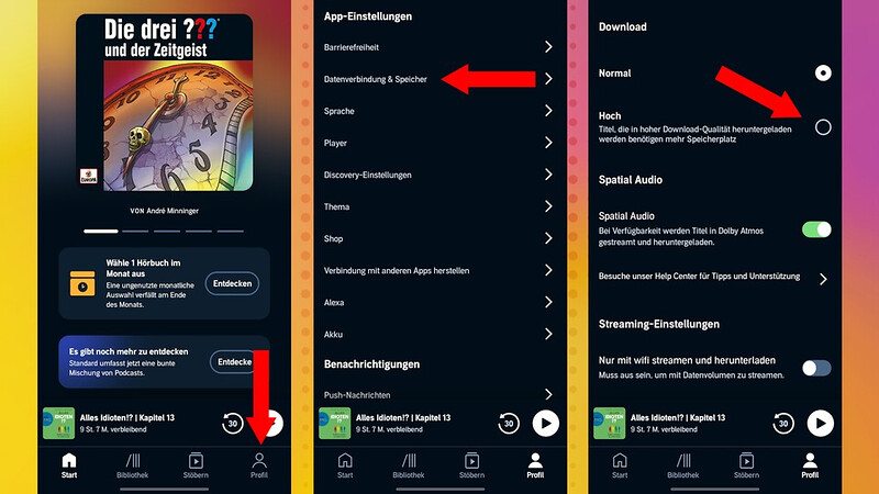 Download-Einstellungen in der Audible-App vornehmen