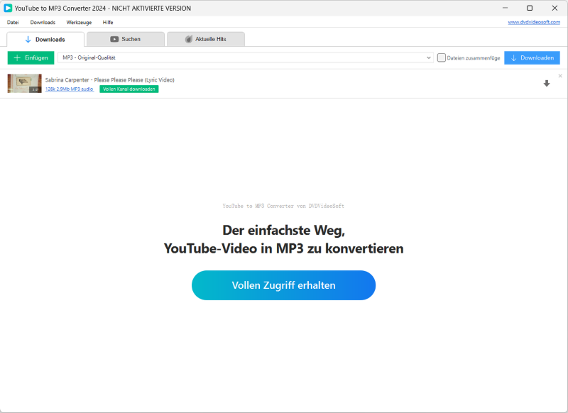 Hauptschnittstelle von DVDVideoSoft