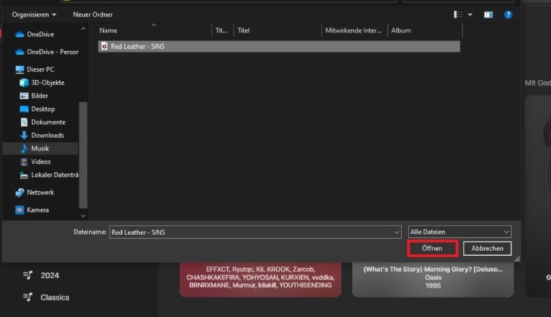 Eigene Musik in Apple Musik öffnen