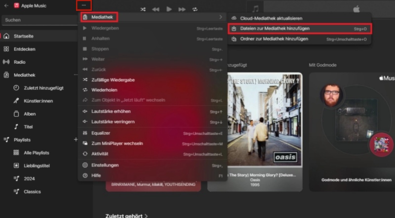 Eigene Musik zur Apple Musik hinzufügen auf Windows