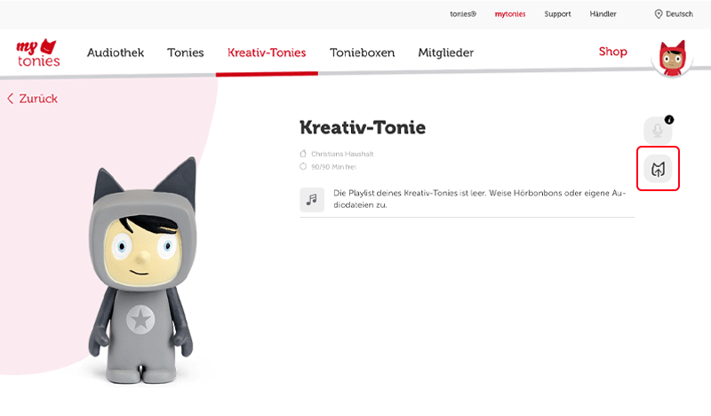 Eigene Tonie auf Desktop wählen