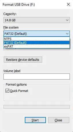 Format FAT32 und exFAT