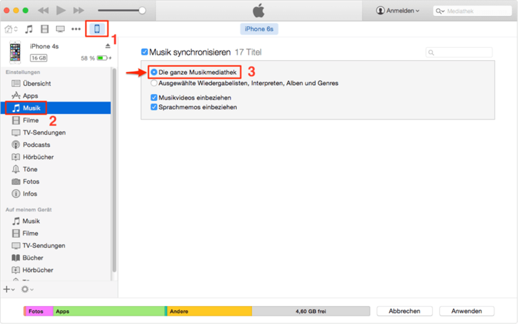 Gekaufte Musik in iTunes auf USB-Stick übertragen