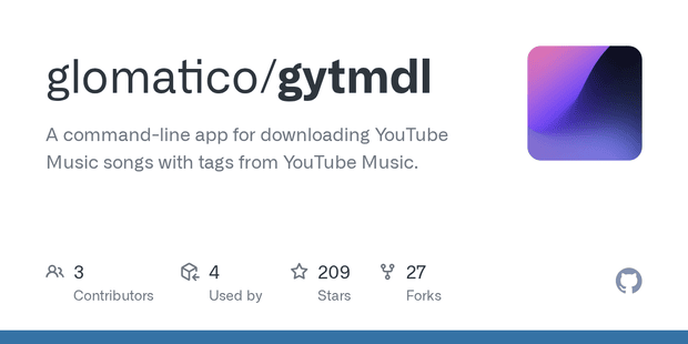 GitHub YouTube Music Downloader gytmdl