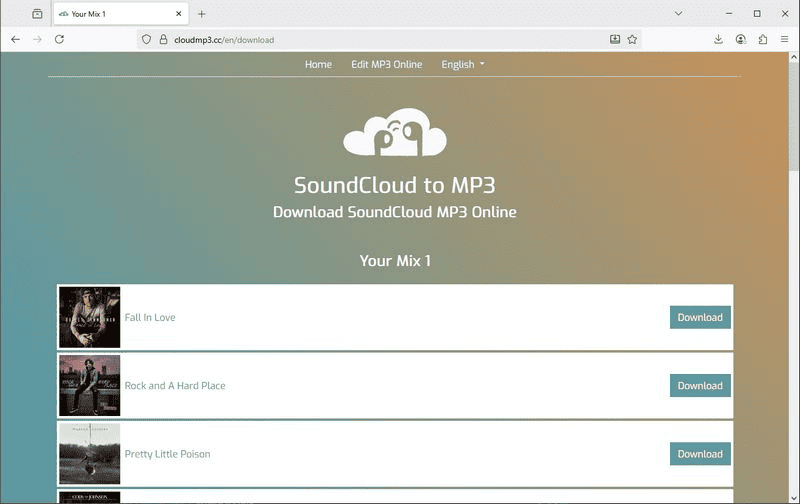 Hauptseite von CloudMP3