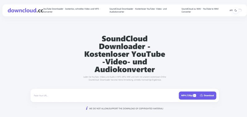 Hauptseite von DownCloud.cc