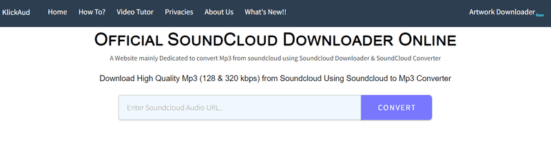 Hauptseite von KlickAud SoundCloud Downlaoder online