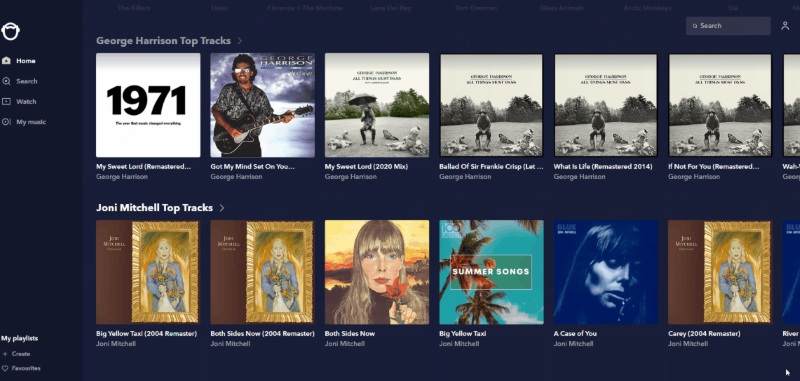 Die Hauptseite von Napster