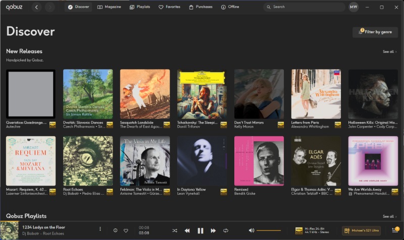 Die Hauptseite von Qobuz