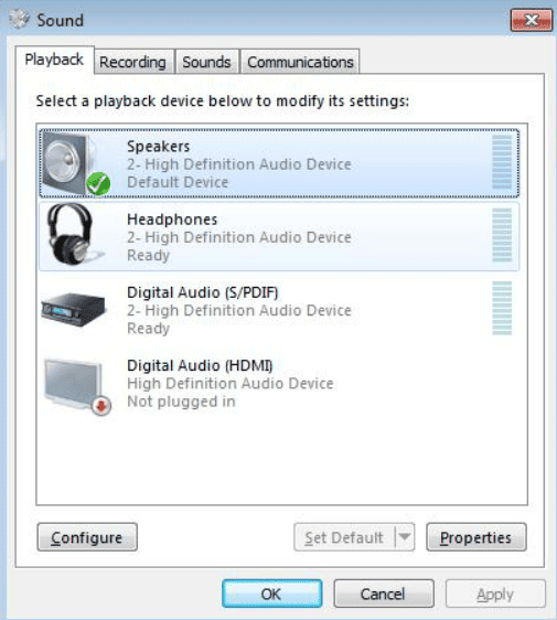 Headphones bei Ausgabegerät auswählen