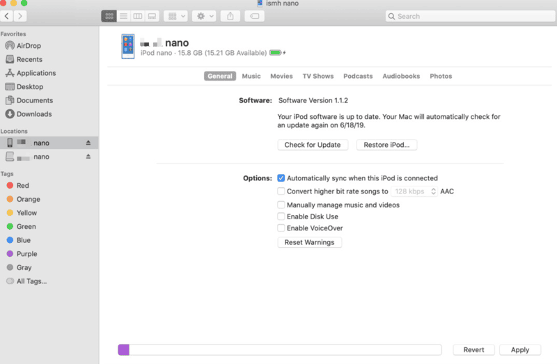 Ihren iPod im Finder auswählen