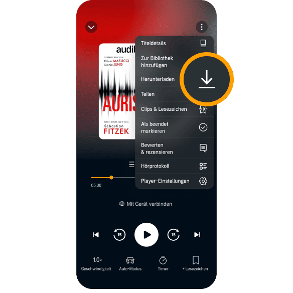 In der Audible-App Audible-Hörbuch herunterladen