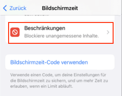 Die Inhaltsbeschränkungen in der Bildschirmzeit prüfen