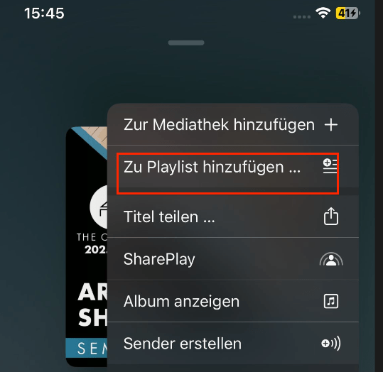 Auswahl der Option „Neue Playlist“