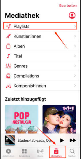 Tippen auf „Neue Playlist“ oben