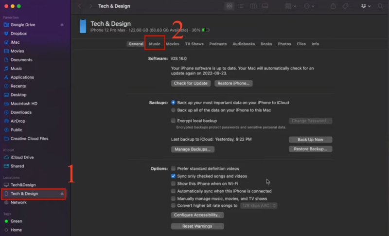 iPhone unter Finder auf Mac finden