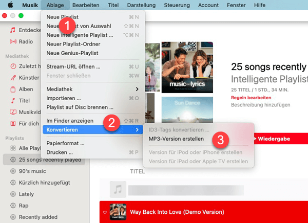 MP3-Version der iTunes Musik auf Mac erstellen