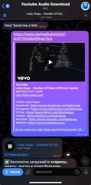 Kostenloser YouTube Music Downloader in Telegram