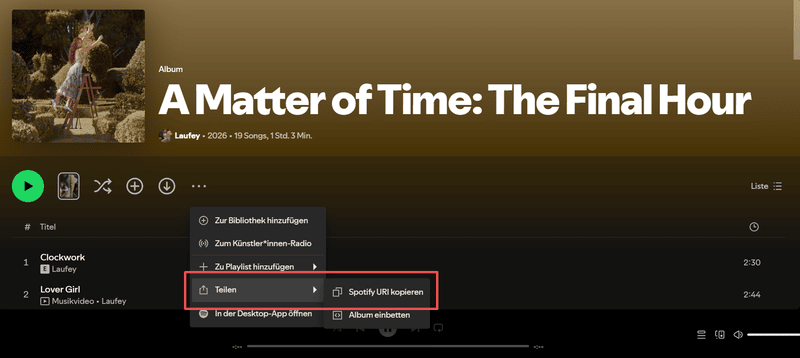 Link von Spotify kopieren