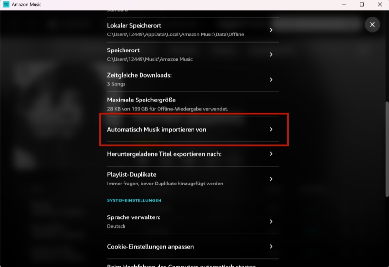 Lokale Musik in Amazon Music importieren