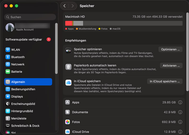 Mac Speicher anzeigen