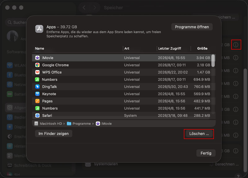 Mac Speicher freigeben