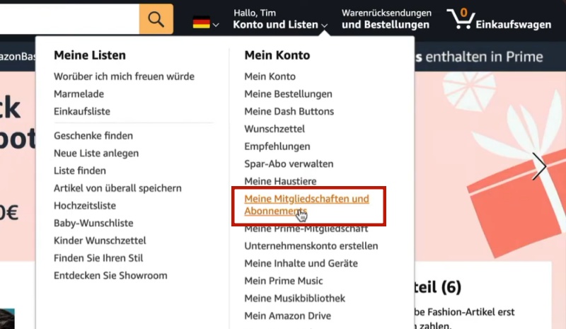 Meine Mitgliedschaften und Abonnements in Amazon