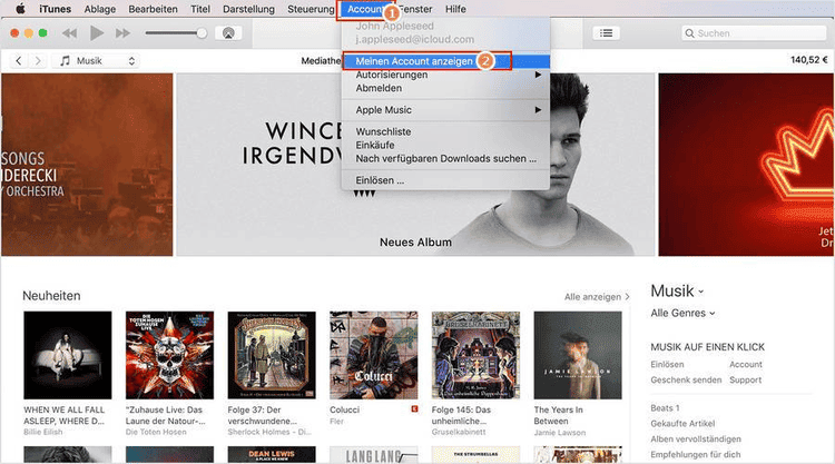 Meinen Account anzeigen auf iTunes