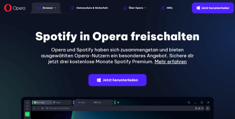 Mit Opera Spotify Premium kostenlos bekommen