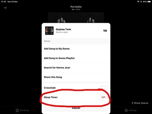 mit Sonos Sleep Timer einstellen