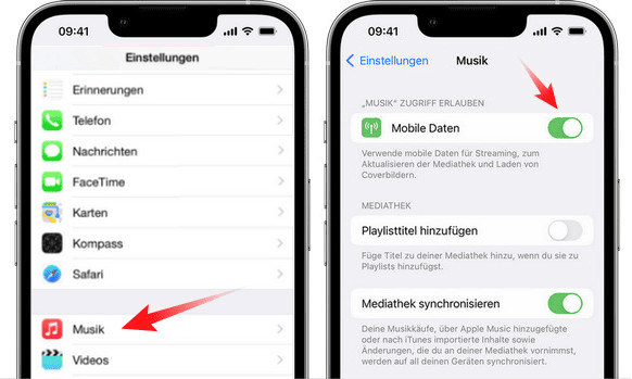 Mobile Daten einschalten