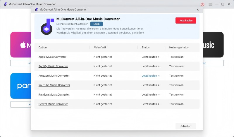 MuConvert Music Converter Statusfenster