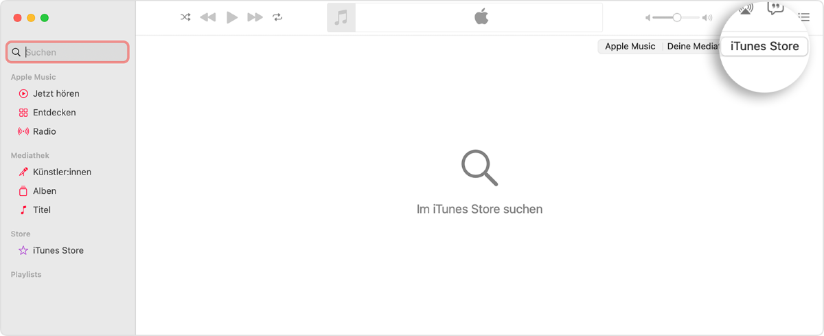 Musik im iTunes Store suchen