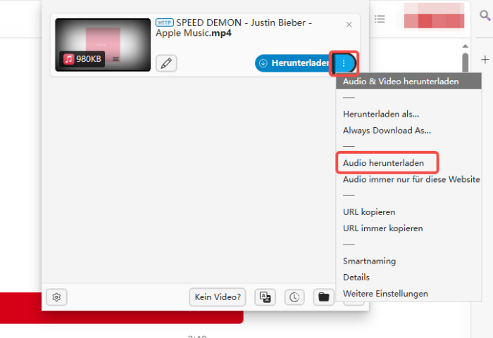 Musik mit Video DownloadHelper herunterladen