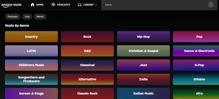 Musik suchen bei Amazon Music